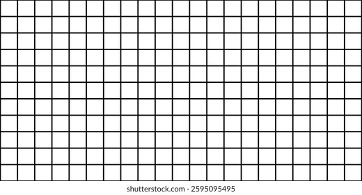 Black grid square graph line full page background. Vector illustration