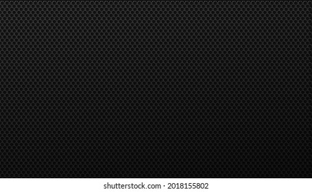 Black grid of swirling hexagons background. Brutal geometric gird polygonal tiles laid in abstract texture in monochrome vector