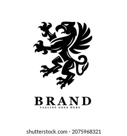 Black Griffin Heraldic Logo Design