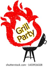 Black grill and barbecue tongues of fire