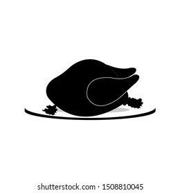 black grilled chicken flat icon design.