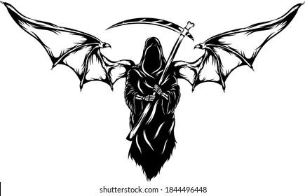 The black grim reaper with the big bat wings