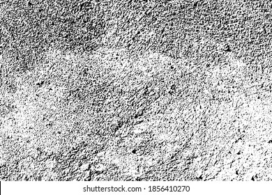 Black grit overlay for paper or brush effect. Stone or asphalt surface.  Monochrome texture on transparent background. Digital grit for vintage design. Concrete top view. Distressed material surface