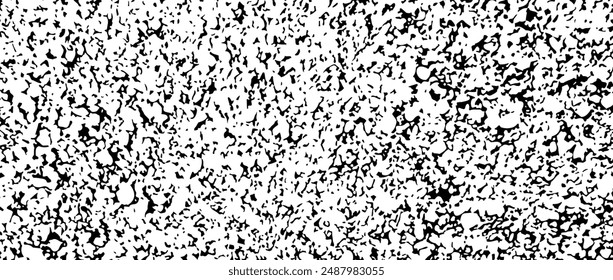 Black gritty gravel texture. Grunge grain overlay background. Distressed noise surface with dust, sand, particles, specks, speckles. Rough dirty granule backdrop. Vector