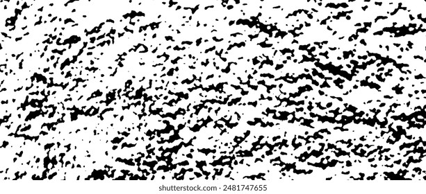 Black gritty grunge texture. Grainy eroded overlay background. Distressed noise surface with dust, particles, specks, speckles. Rough dirty granule lino backdrop texture of concrete or cement. Vector