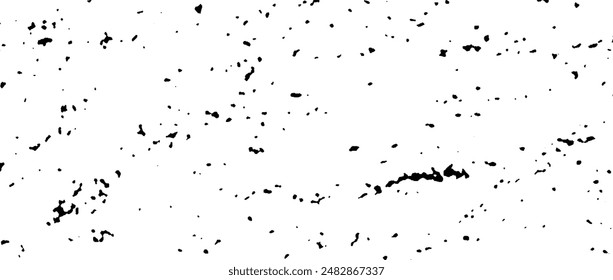 Black gritty grunge texture. Grainy rugged overlay background. Distressed noise surface with dust, particles, specks, speckles. Rough dirty granule lino backdrop texture of concrete or cement. Vector