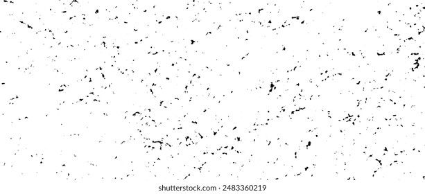 Black gritty grunge texture. Grainy rugged overlay background. Distressed noise surface with dust, particles and specks. Rough speckled texture backdrop of concrete, cement, gravel. Vector