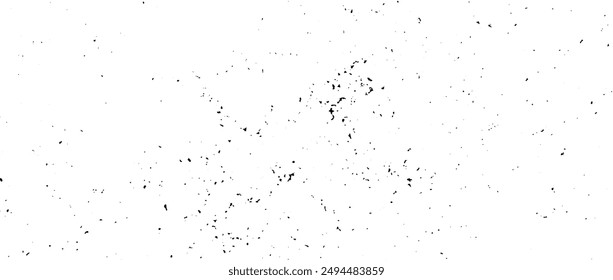 Black gritty grunge texture. Grainy rugged overlay background. Distressed noise surface with dust, particles, speckles, specks. Rough scattered and sprayed texture backdrop. Vector