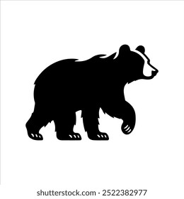 Black grizzly bear icon silhouette vector illustration design on white background.