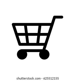 Black grocery shopping cart icon vector eps10. Shopping cart flat design eps10.