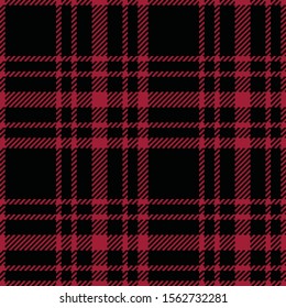 Black Ground with Red Twill Weave Plaid Vector Illustration