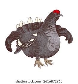 Black grouse hand drawn vector illustration