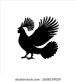 Black grouse silhouette icon vector flat design.
