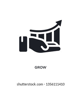 black grow isolated vector icon. simple element illustration from startup stategy and concept vector icons. grow editable logo symbol design on white background. can be use for web and mobile