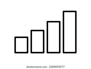 Black growing bar chart icon