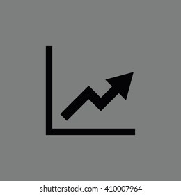 Black growing graph vector sign. Gray background