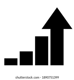 Black growth graph symbol isolated on white