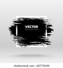Black grunge abstract background template. Brush paint ink stroke design over square frame. Good for headline, logo, poster, message, sale banner.