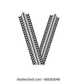 Black grunge alphabet in tire track forms. eps10