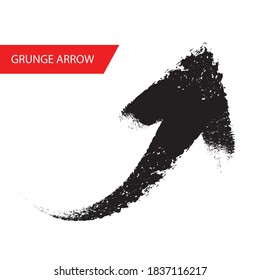 Black grunge arrow directed upstairs, isolated on white, vector illustration