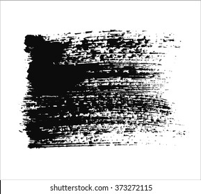 Black grunge background from brush strokes. Paintbrush text box. Distress texture, isolated. Vector design element for banners, labels, badges templates, frames, pattern brushes. Messy style.