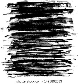 Black Grunge Background Hand Drawn Brush Strokes Vector.