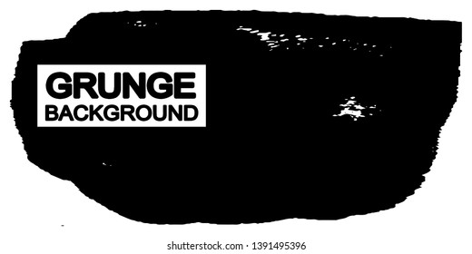 Black grunge background isolated on white. Abstract monochrome ink stain, brush stroke. Vector background for text or logo