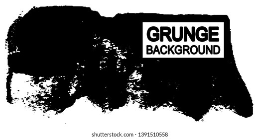 Black grunge background isolated on white. Abstract monochrome ink stain, brush stroke. Vector background for text or logo