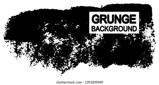 Black grunge background isolated on white. Abstract monochrome ink stain, brush stroke. Vector background for text or logo