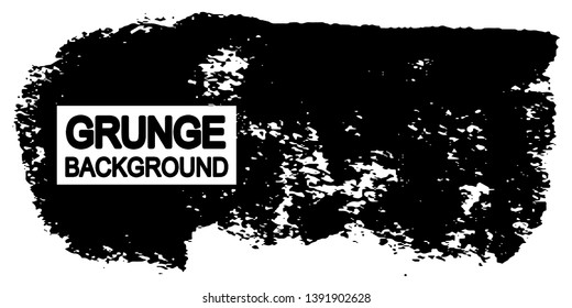 Black grunge background isolated on white. Abstract monochrome ink stain, brush stroke. Vector background for text or logo