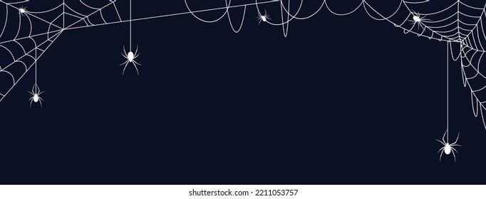 Black grunge background with spider webs, illustration