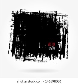 Black grunge banner for your design. Abstract ink background isolated on white. Texture background.