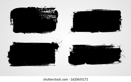 Black grunge banner for your design. Abstract painted background templates. Big set of grungy banners.