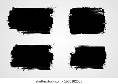 Black grunge banner for your design. Abstract painted background templates. Big set of grungy banners.