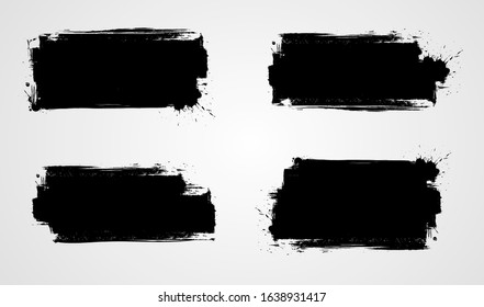 Black grunge banner for your design. Abstract painted background templates. Big set of grungy banners.