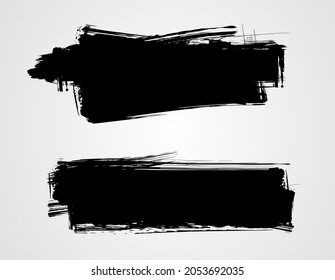 Black grunge banner for your design. Abstract painted background templates. Big set of grungy banners.