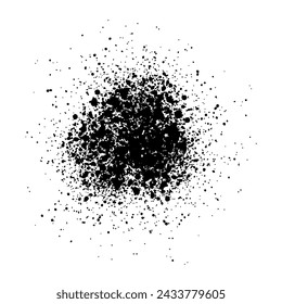 Black grunge blot isolated on a white background. Splatter Paint Texture. Distress Texture. Grain Texture. Noise Texture.