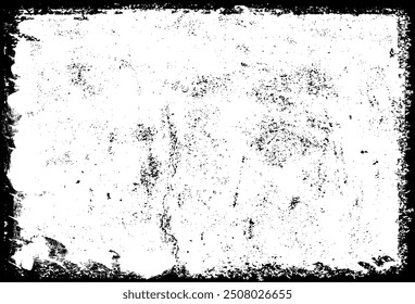 Schwarzer Grunge-Rahmen mit Kopienraum. Farbstruktur der Schmutzspritzer. Distress Texture. Körnerstruktur. Rauschtextur.