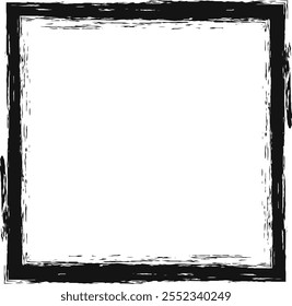 Black grunge border creating a frame around an empty white space, ideal for adding text or images, providing a vintage or artistic touch to designs