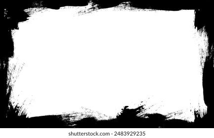 black grunge brush lines stroke frame border artistic blank background