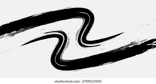 Cepillo negro del grunge, trazo negro áspero de la tinta. Arte vectorial