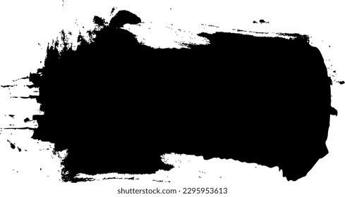 Black Grunge Brush Stroke Banner Gritty Design Vector Text Box Frame Transparent PNG