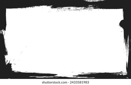 black grunge brush stroke border frame background template vector