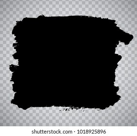 Black grunge brush stroke frame over transparent background. Design element vector illustration.