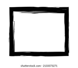 Schwarze Grunge Pinselstriche mit Stroh-Rahmen einzeln auf weißem Hintergrund. Vektorgrafik