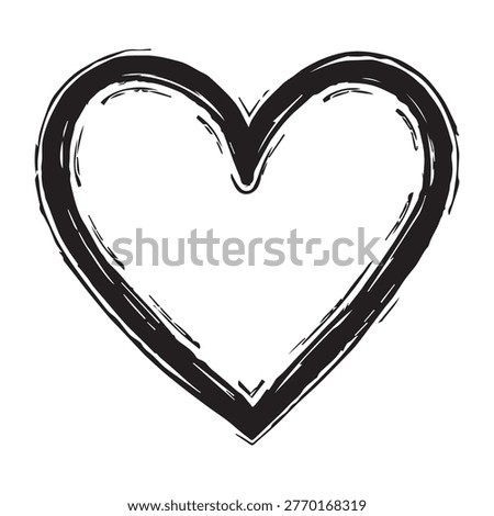 Black Grunge Brush Stroke Heart Vector for Romantic Design Projects