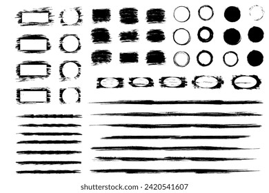 Black grunge brush stroke ink template collection