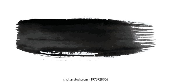 Black grunge brush stroke. Painted ink stripe. Ink spot isolated on white background. Vector illustration