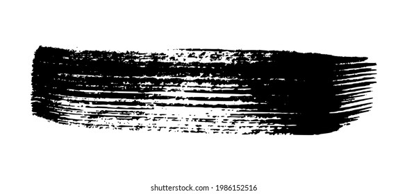Black grunge brush stroke. Painted ink stripe. Ink spot isolated on white background. Vector illustration