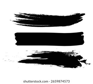 Negro Grunge Brush Stroke Set Textura de tinta pintada a mano
